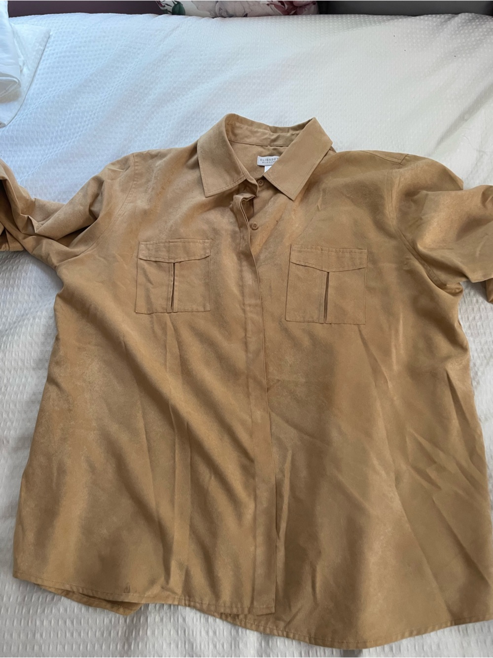 Liz Claiborne Camel Suede Button-Up Shirt Jacket